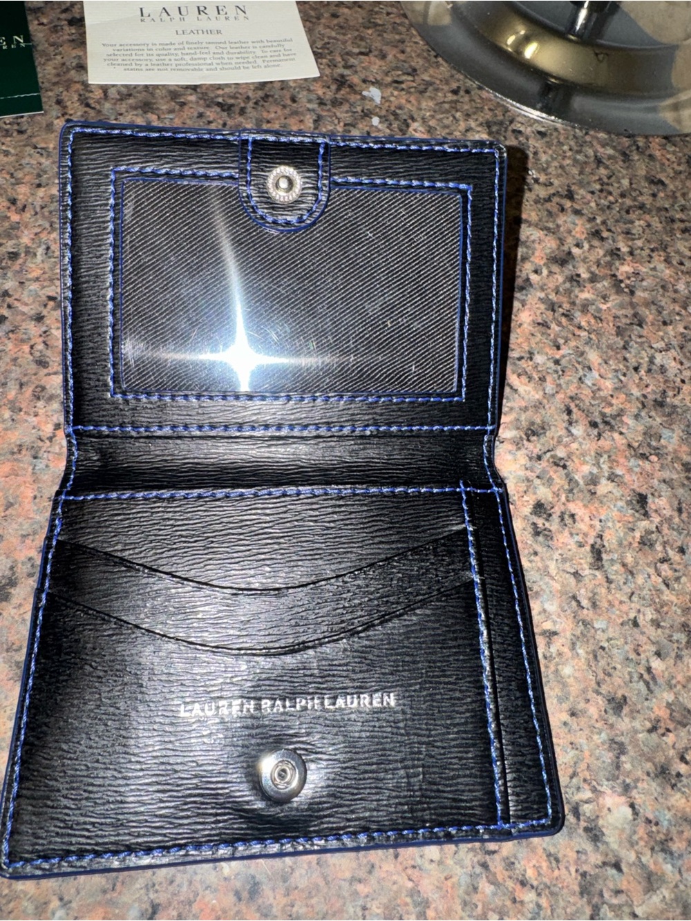 Lauren Ralph Lauren Navy and Black Leather Card Wallet & Key Pouch Set/2pk. - Picture 7 of 7